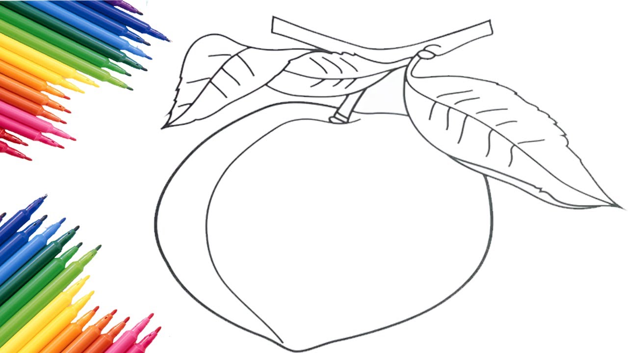 How to Color Peach For kids Fruits Coloring Pages for Kids Peach ...