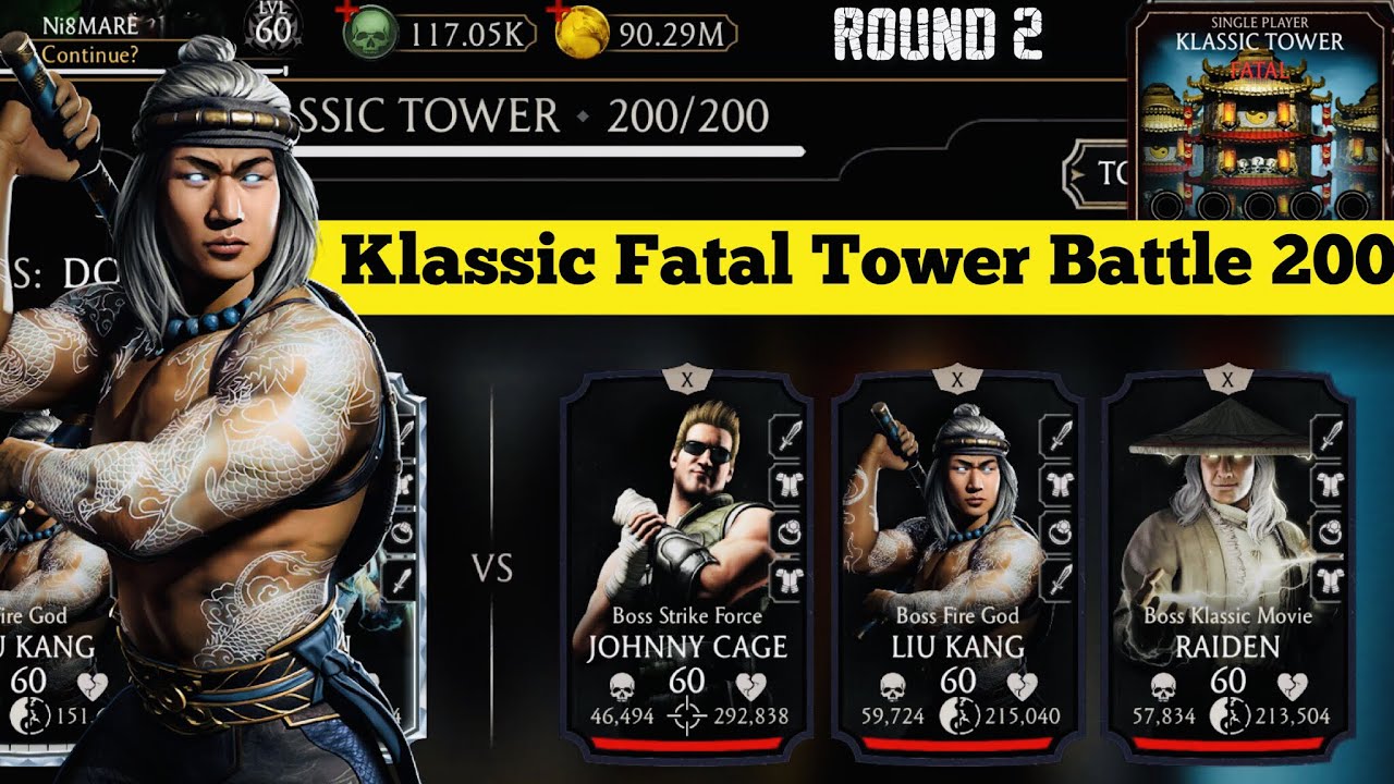 Klassic Fatal Tower Bosses Battle 200 Fight + Reward | MK Mobile