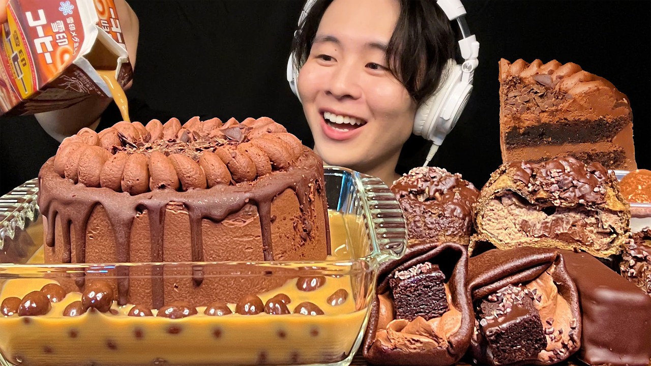 【ASMR】チョコケーキのコーヒー牛乳ひたひた漬けが美味しすぎて止まらん。【咀嚼音/mukbang/Eating Sounds】