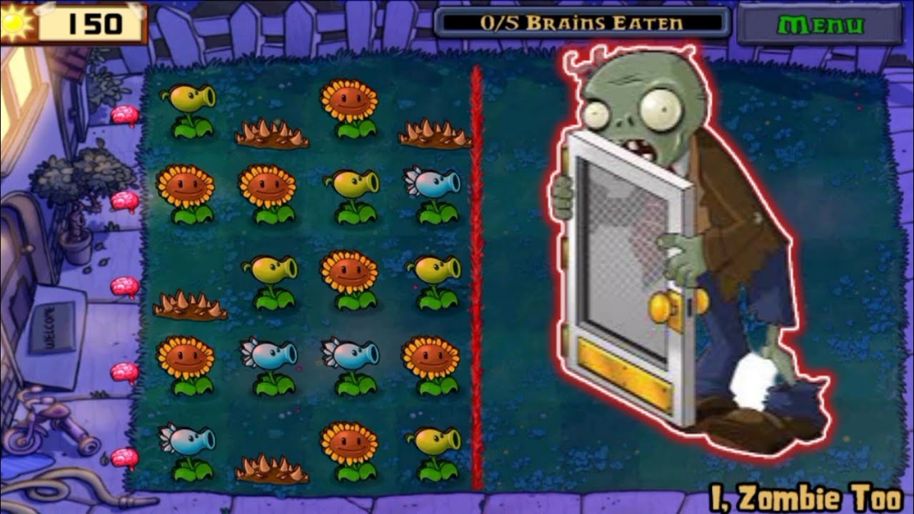 Pvz Gameplay PUZZLE I, Zombie Too Screen Door Zombies vs Plants