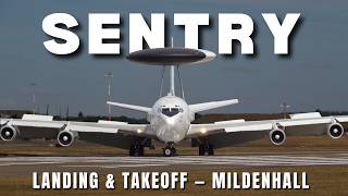 SCREAMING & SMOKING E-3 SENTRY LANDS & TAKES OFF FROM RAF MILDENHALL
