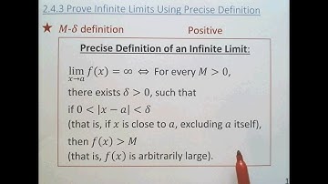 2.4.3 Prove Infinite Limits Using Precise Definition (M-delta, N-delta Definition)