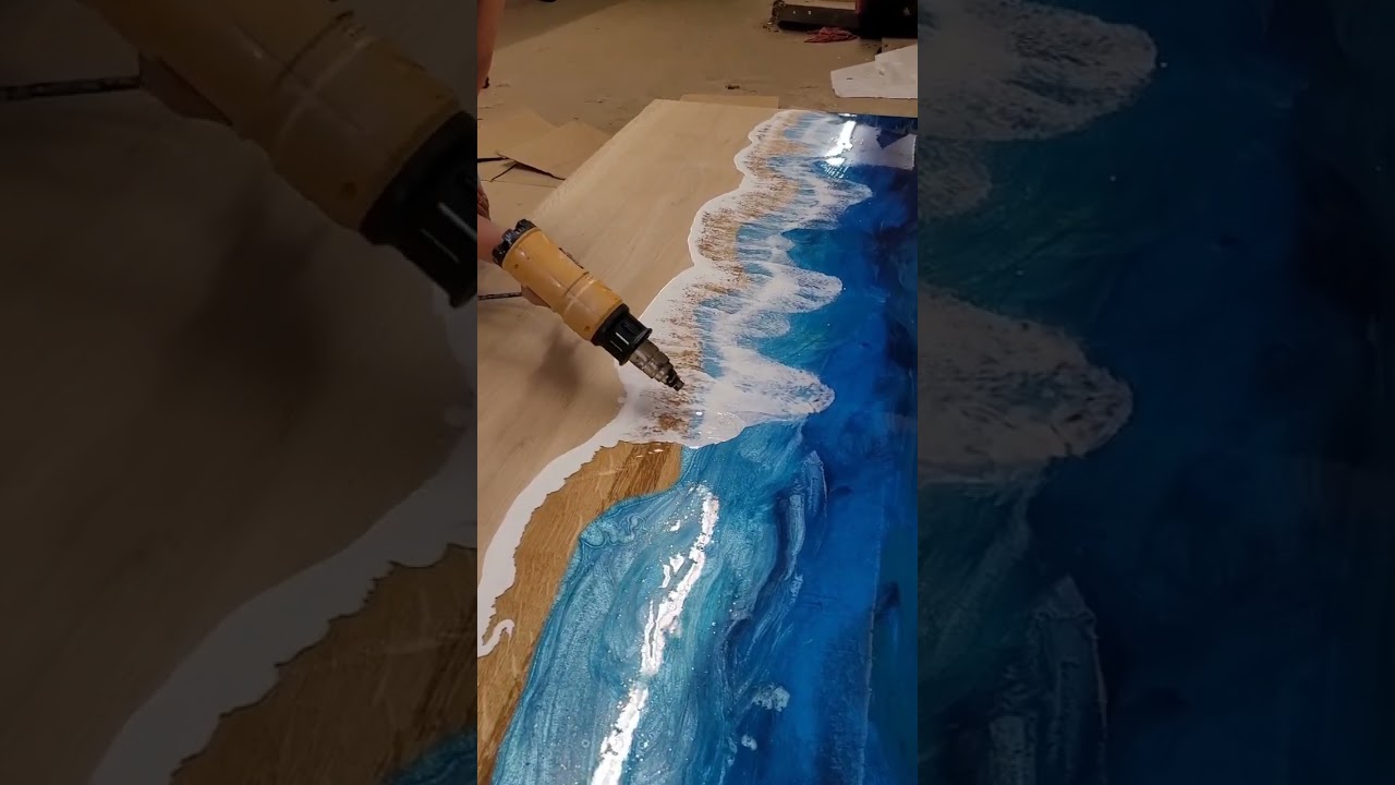 epoxy ocean on white oak table! 