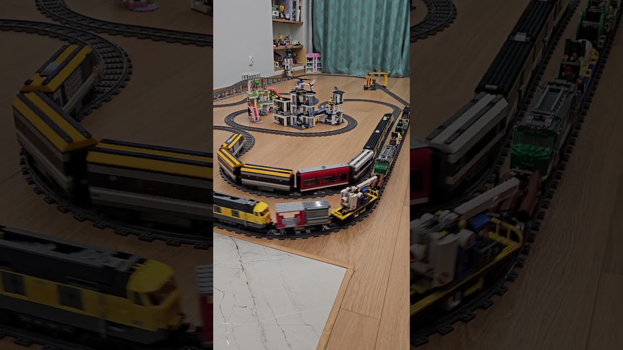 LEGO train perfection: synchronized freight and passenger harmony!