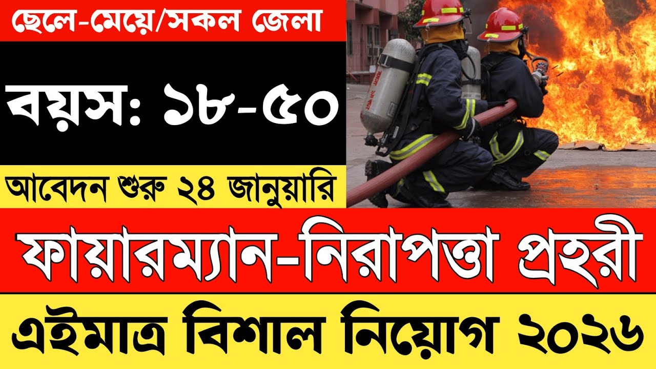 🔥 Fireman Job Circular 2026 | Huge recruitment for Fireman and Security Guard for SSC pass | Appl...