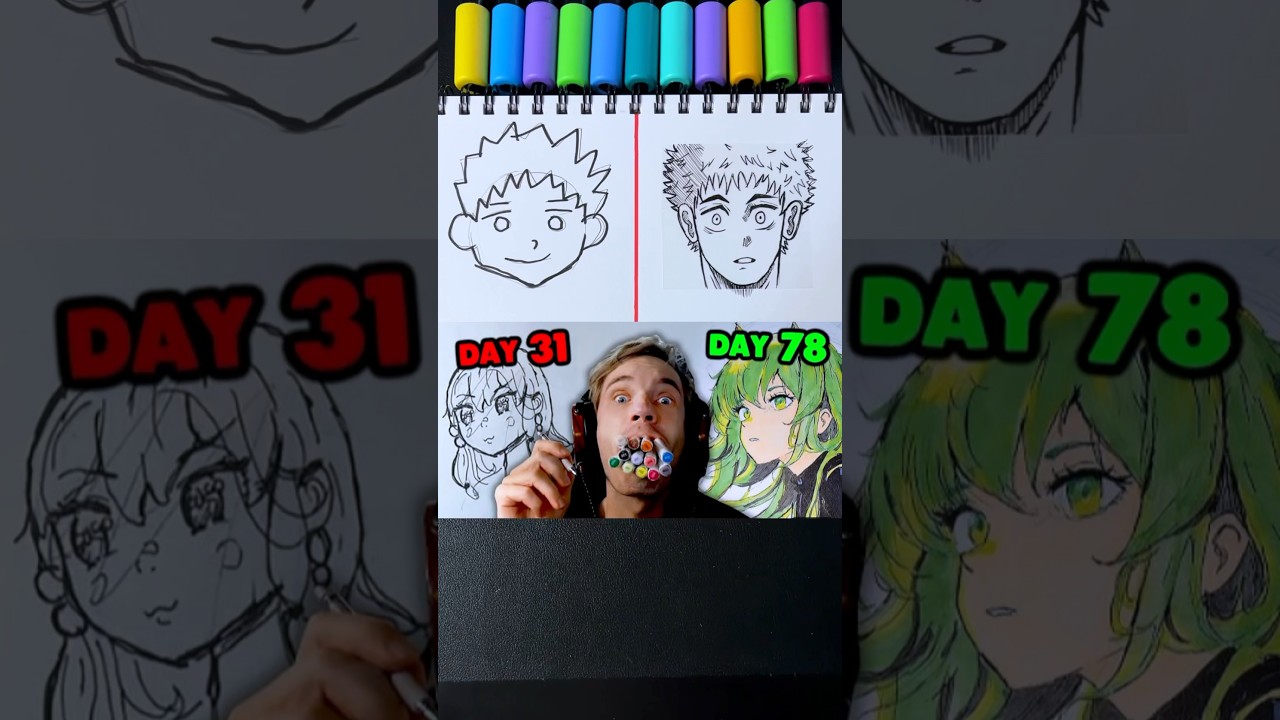 Как рисовать лучше, как PewDiePie&hellip; (#шорты)
