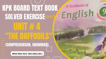 Exercise Class 9th | Unit 4 The Daffodils |KPK/Kohat Board| Lesson 4 Grade 9 #youtube #youtubevideo