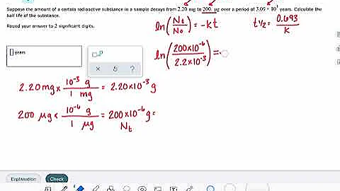 ALEKS: Interconverting the amount of radioactive decay and half life