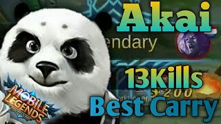 Mobile Legends : Old Akai it's  Most OP 25KDA - 13Kills - 0 Death Gameplay 😎Best Carry Ever😎