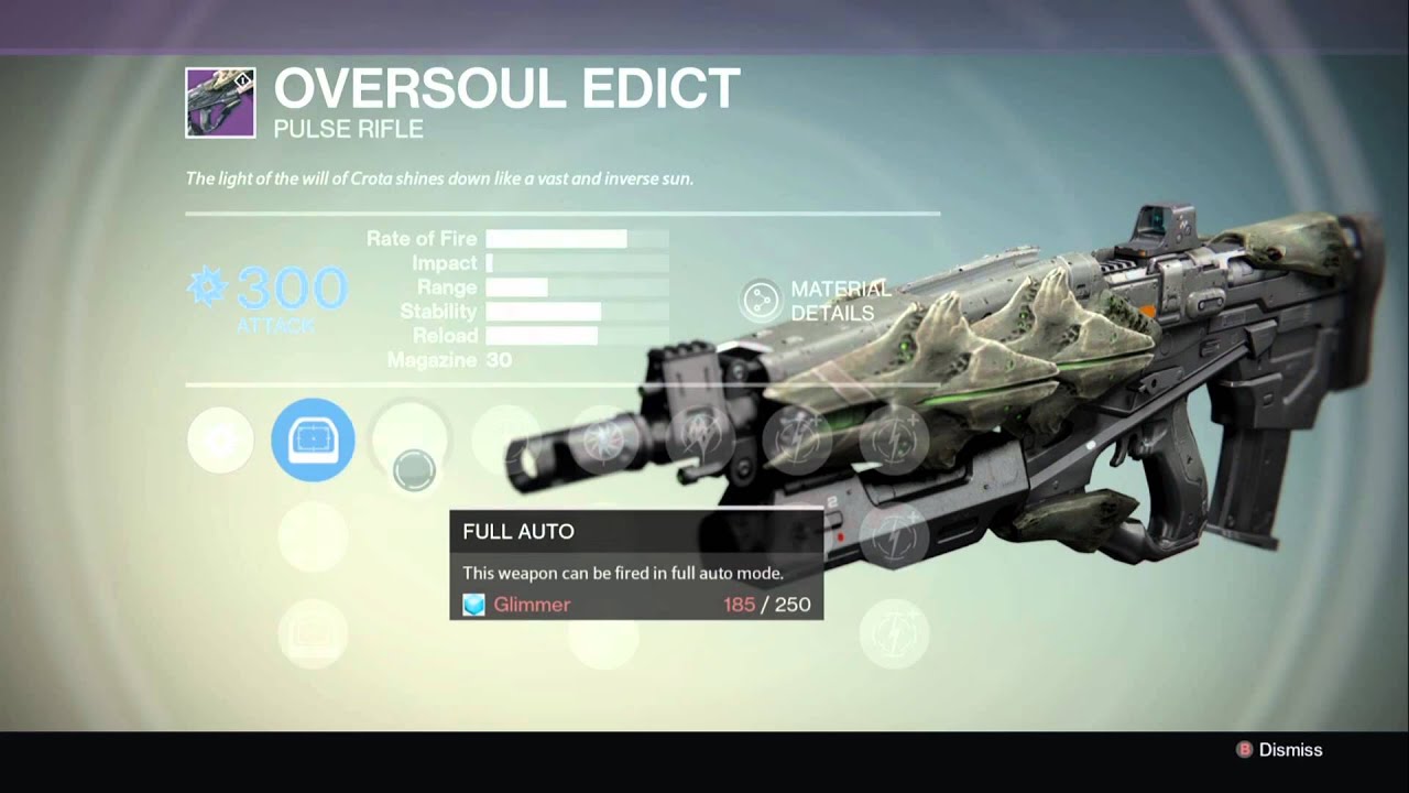 Destiny: Oversoul Edict Crota Hard Mode Pulse Rifle