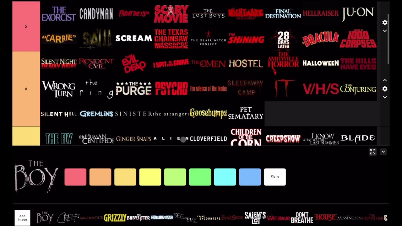 ASMR Ranking Horror Movies | Tier List