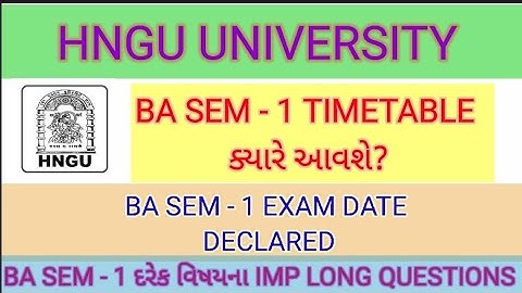 Ba sem - 1 Exam date Declared Hngu - Ba sem - 1 timetable  declared - Hngu exam 2023