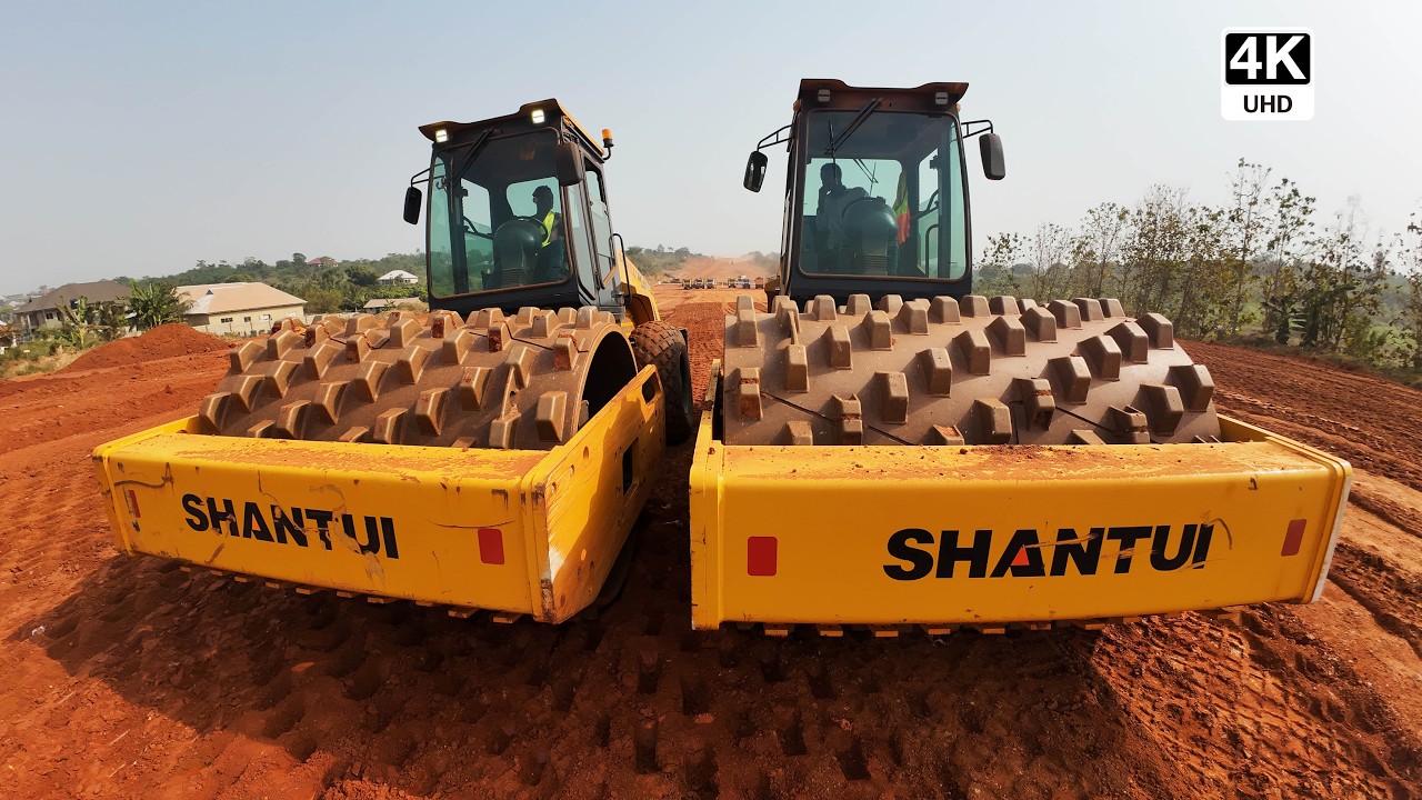 Massive Padfoot Rollers Compacting Road Base on the Sunyani Outer Ring Road 4K