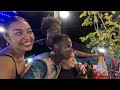 Beautiful thai girl took black man to a night street food market in bangkok