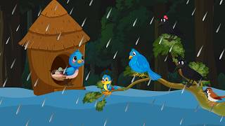 बारिश में चिड़िया का घर | barish ki kahani | ghar ki kahani |chidiya ki kahani| chidiya wala cartoon