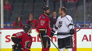 Tempers flare as Kings jaw at Tkachuk & Flames before puck drop screenshot 5