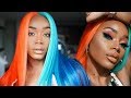 Hair n' Makeup | Fire 🔥 and Ice ❄️ Split Dye | Orange and Blue Makeup Look on WOC | Fairyystylish