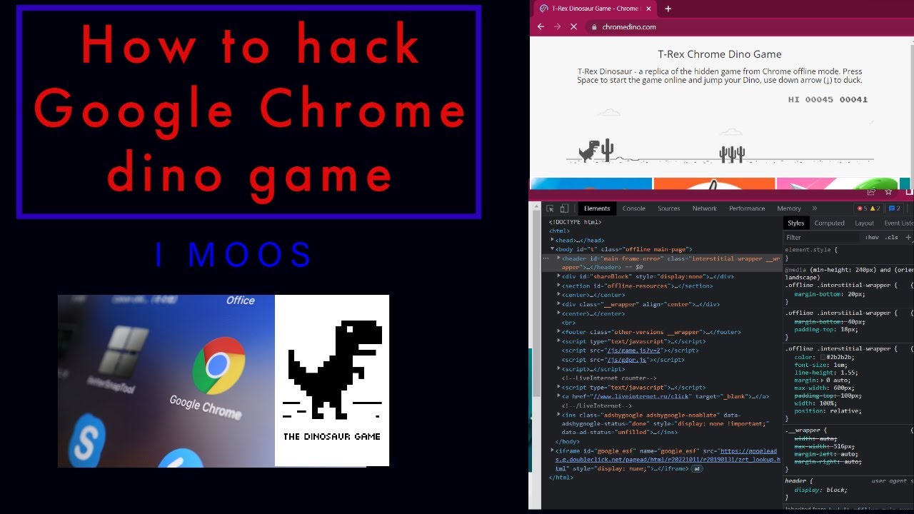 How to Hack Google Chrome Dino Game For Score Unlimited Run | #imOOs # ...
