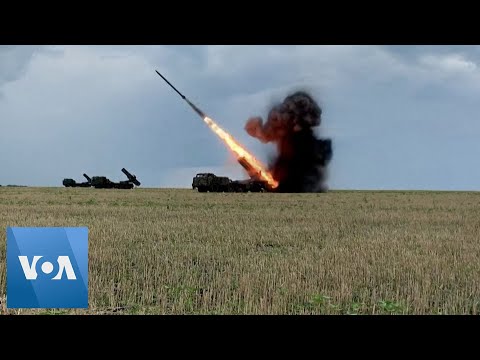 Ukrainian Soldiers Fire Rocket Launchers in Kharkiv.