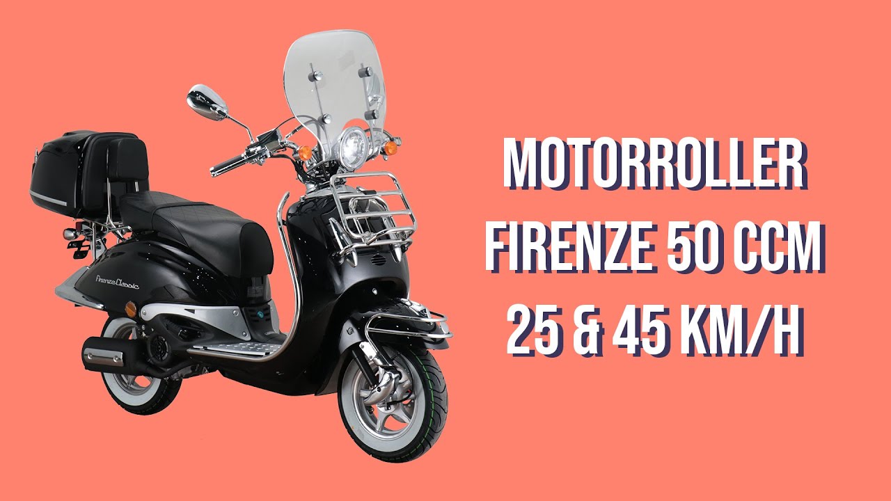 Retro Motors Alphha & 50ccm YouTube km/h - 25 Firenze Motorroller 45 km/h