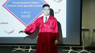 The 1st Place Winner Of Toca2018  Vladislav Son From Almaty Toastmasters Club