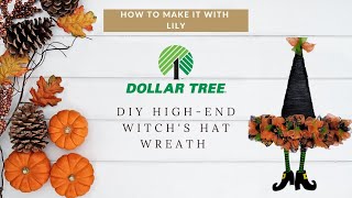 Dollar Tree Witch's Hat Wreath Diy Tutorial-Witch Hat Wreath Tutorial #howtomakeitwithlily