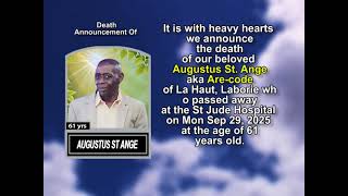 AUGUSTUS ST ANGE  ~ Short Obituary