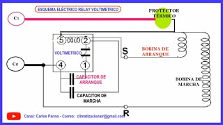 🌍✔ ESQUEMA DE CONECCIONES RELAY VOLTIMETRICO - 👉 CAPACITOR DE ARRANQUE Y MARCHA.