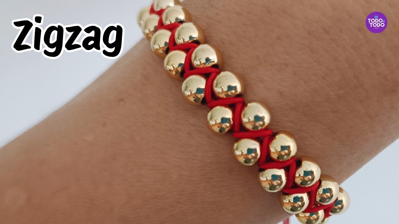 Pulsera ZIGZAG en MACRAMÉ con BALINES o PIEDRAS. Tutorial. 