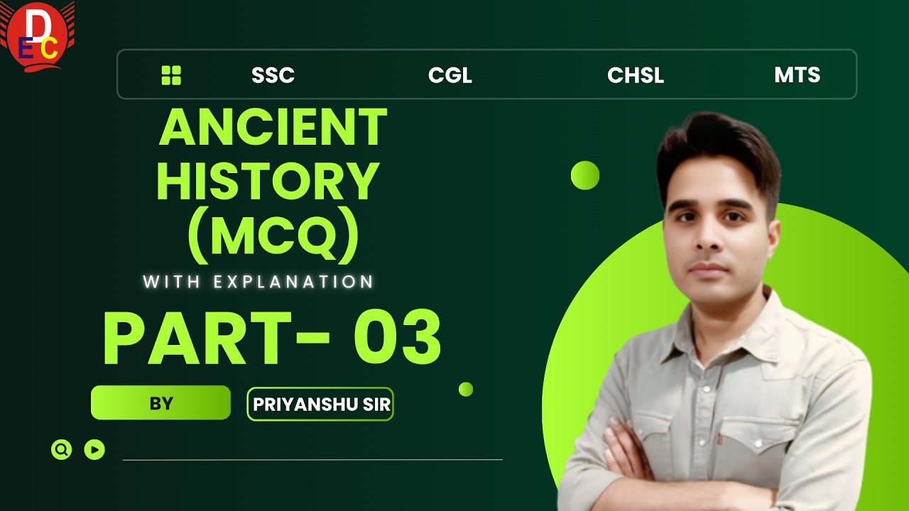Ancient History Top 20 MCQs | Part-03 | अब History रटना छोड़ो!  | By Priyanshu Sir
