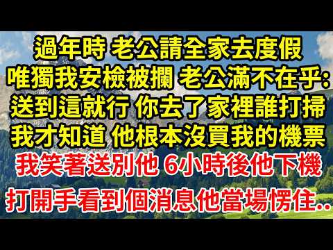 過年時 老公請全家去度假唯獨我安檢被攔 老公滿不在乎:送到這就行 你去了家裡誰打掃我才知道 他根本沒買我的機票我笑著送別他 6小時後他下機打開手看到個消息他當場愣住..