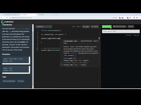 Coderbyte | Palindrome | Easy | Solution with JavaScript