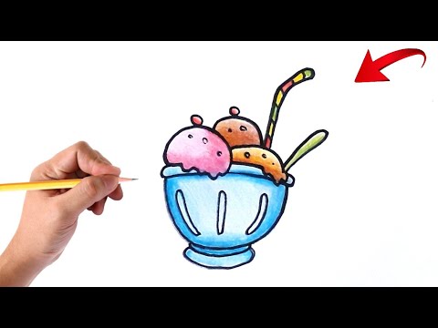 Desenho para colorir Sorvete FÁCIL e bonito para desenhar e pintar