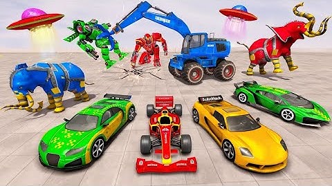 Excavator Robot Car Game Dinosaur