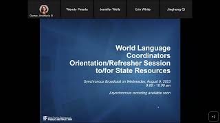 World Language Coordinators Orientation/Refresher Session to/for State Resources