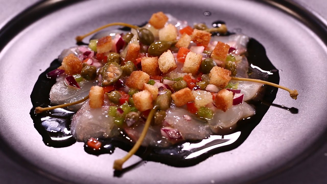 Daurade marinée en céviche, condiment Grenobloise par Laurent André (