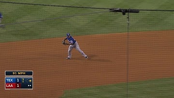 TEX@LAA: Beltre scoops a grounder and fires to first