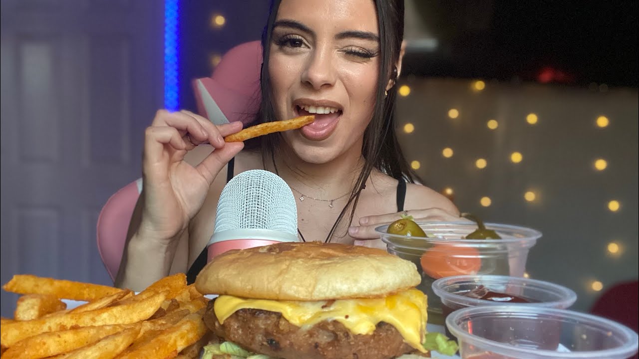 Asmr|| Hamburger and Fries Mukbang🍔🍟 (Tingly cupped up-close eating sounds)