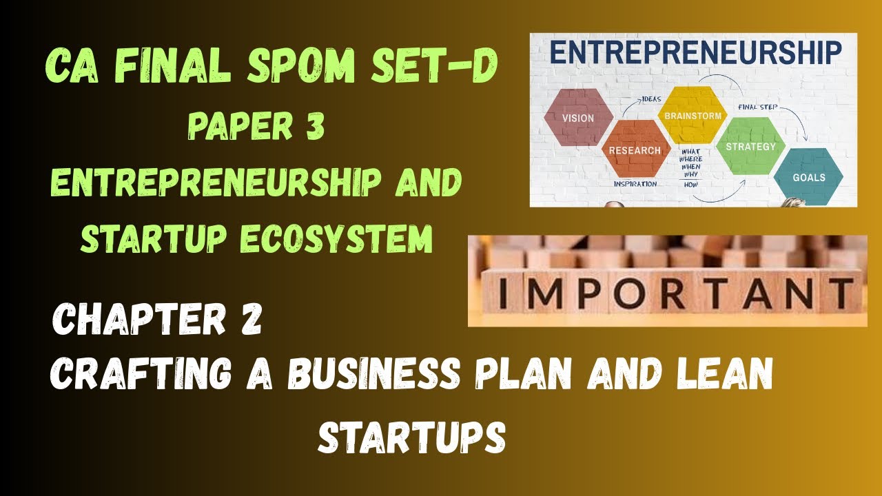 Chapter 2 Business Plan and Lean Startups | SPOM Set-D Paper 3 | CA Final #icai #cafinal #spom