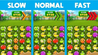 Fruits Legend Farm Frenzy | matching game | fruits game | slow vs normal vs fast gameplay 😐😊😎 screenshot 5