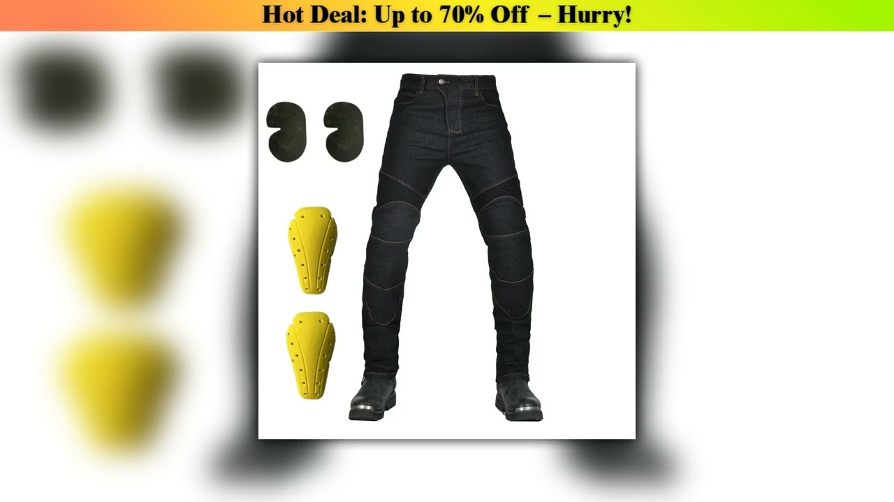 Must Buy Men's Motorcycle Riding Jeans Pants, Anti-Skid Abrasion Resistant All-Weather Classic Fit•