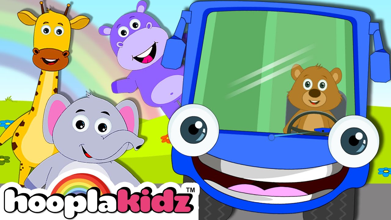 Wheels On The Blue Bus (Animal Version) HooplaKidz Nursery Rhymes YouTube