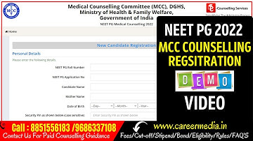 NEET PG 2022 -All India Counselling Registration Process Demo Video / Step By Step Procedure