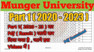 Munger University Part 1 ( 2020 - 23 ) का Result जारी कर दिया गया है , जानें इस Videos में l