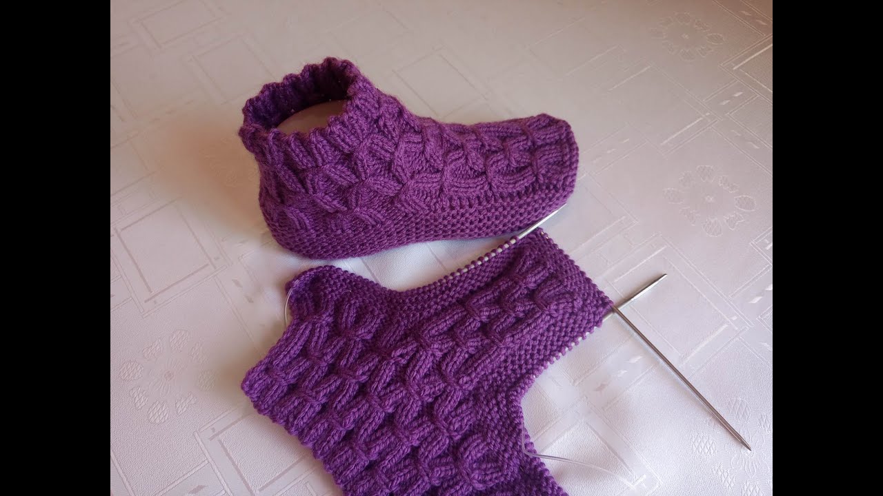 Плетени Терлици #112 -  (Knitted Slippers) (Тапочки спицами) (Patik) (Pantufas passo a passo)