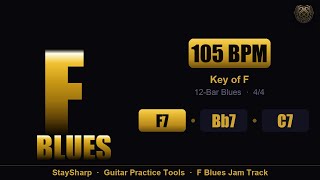 F Blues Jam Track | 105 BPM | 12-Bar Blues | Stay Sharp Guitar