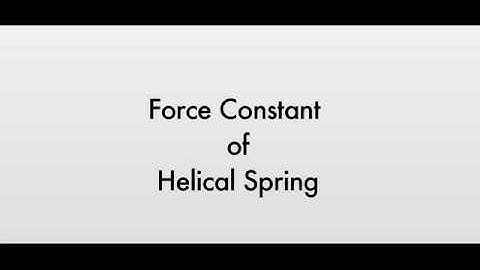 Force Constant Of a Spring