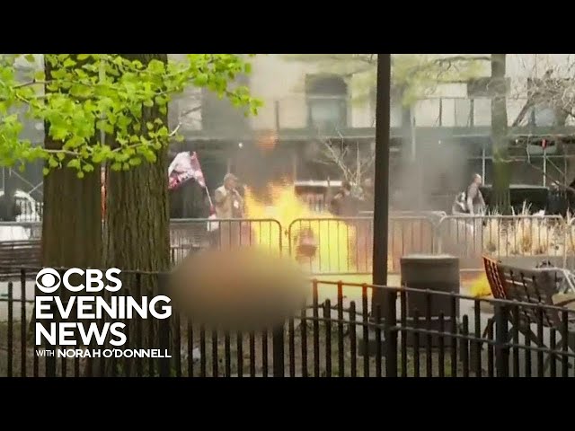 Man sets himself on fire outside Trump trial courthouse class=