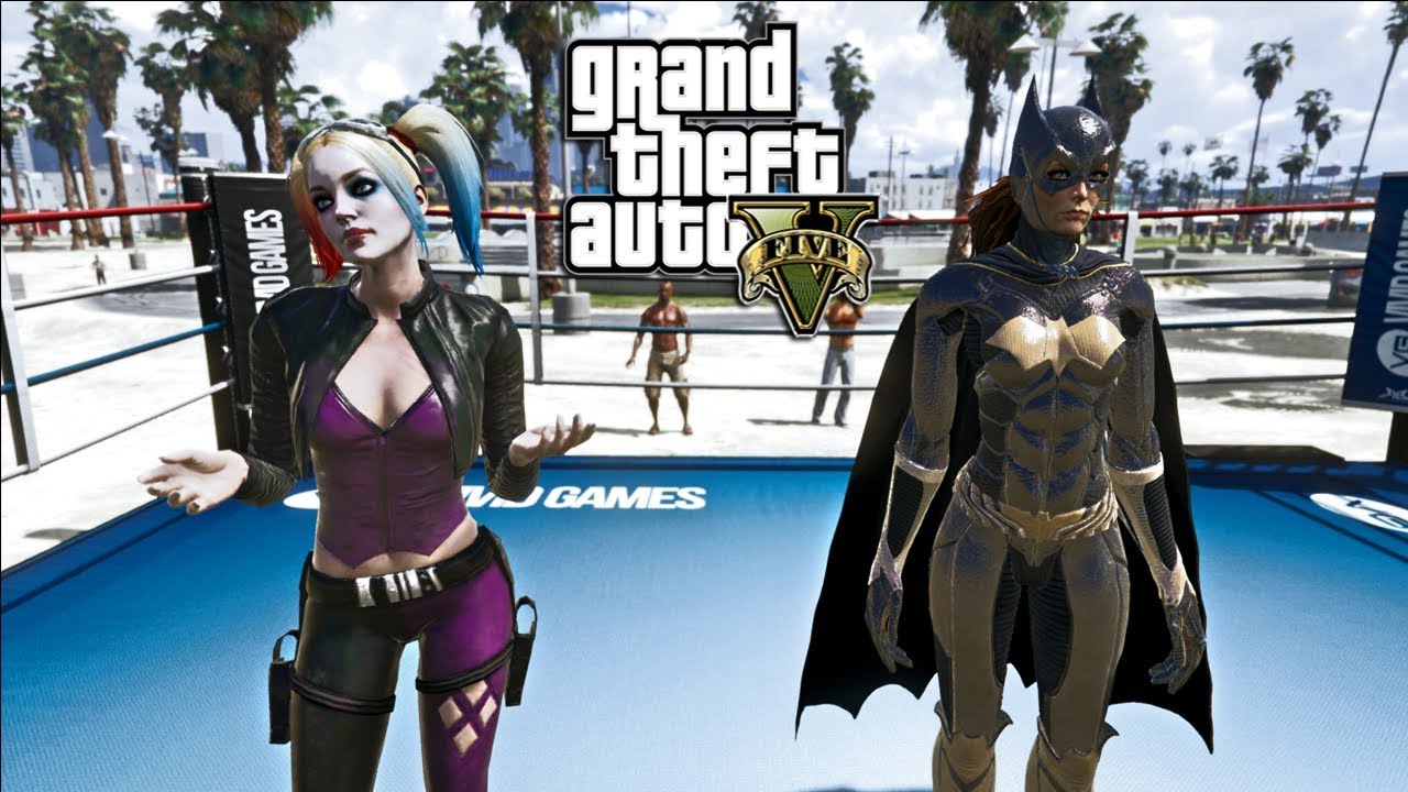 GTA 5 - HARLEY QUINN VS BATGIRL (GTA 5 PC MODS)