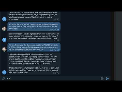 Travel Agent Bot - video from CXsphere